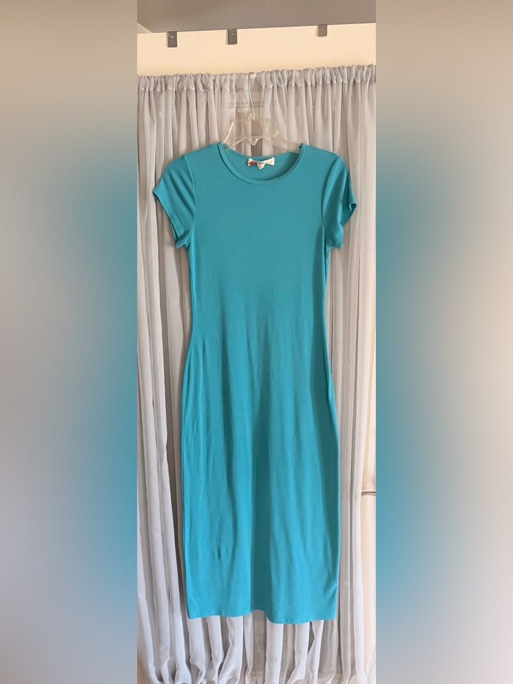 FP Beach Classic Crewneck Short-Sleeve Midi Dress in Turquoise Small